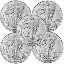 Silver American Eagles - Lot of 5 - Image 3